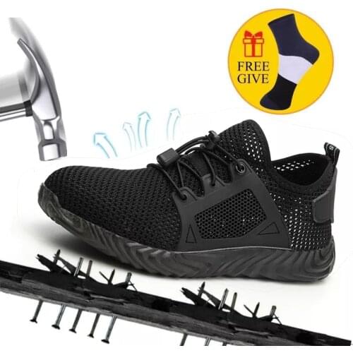 Men Summer Safety Shoes Steel Toe Casual Shoes Puncture-Proof Light Weight Work Safety Sneakers for Men