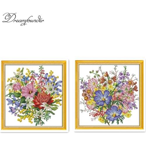 Wild bouquet cross stitch kit aida 14ct 11ct count printed canvas stitches embroidery DIY handmade needlework