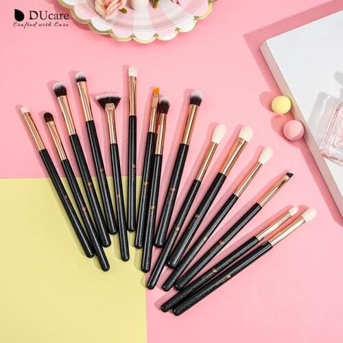 DUcare 15Pcs Eye Makeup Brushes Set Natural Goat Hair Foundation Eyeliner Eye shadow Eyebrow Blending Brush косметика maquillaje