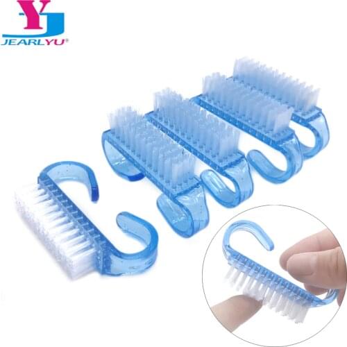 10 Pcs Nail Cleaning Brushes Finger Care Dust Clean Handle Scrubbing Tool Set File Manicure Pedicure Blue Brush