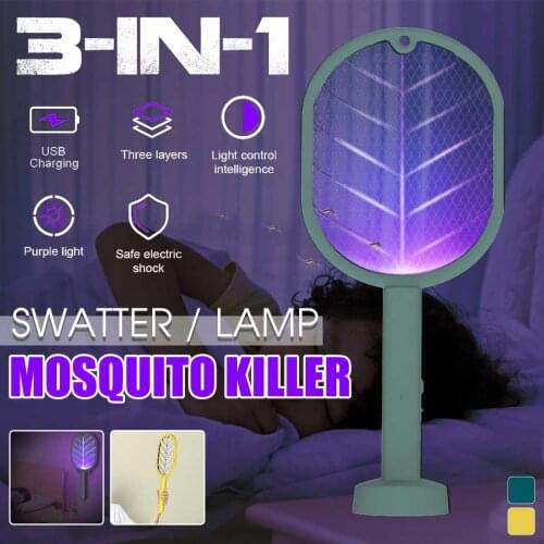 New 3500V Electric Insect Racket Swatter Zapper USB 1200mAh Rechargeable Mosquito Swatter Kill Fly Bug Zapper Killer Trap