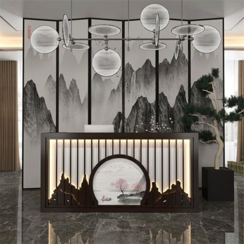 New Chinese Classical Retro Cashier, Small Shop Health Center Reception Desk,Foot Bath Shop Beauty Salon Bar Counter