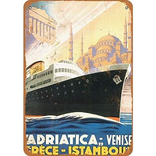 New Vintage Metal Tin Sign Adriatica Ocean Liner Home Bar Club Kitchen Restaurant Wall Art Decor Plaque Signs 12X8Inch