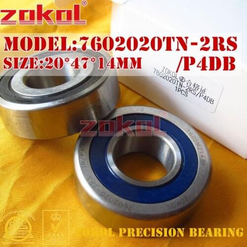 ZOKOL bearing 7602020 TN 2RS P4DB C 760204 2RSDB Axial Angular Contact Ball Bearing 20*47*14mm