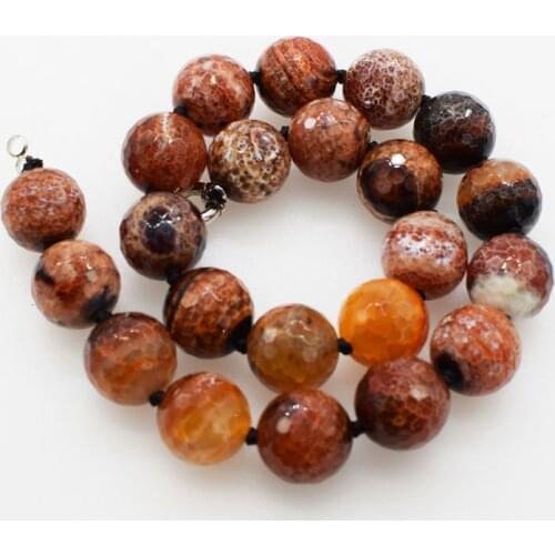Red fire agate round faceted 17-18mm necklace 17inch nature wholesale FPPJ xmas gift