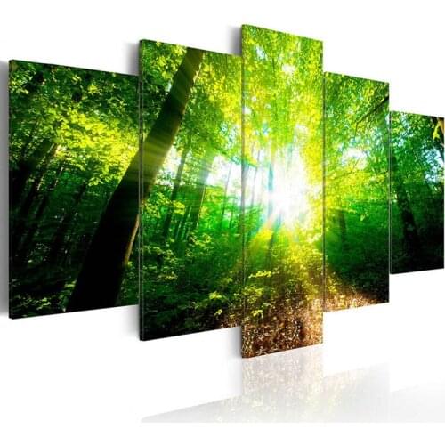 Nature sceneryRhinestone embroidery full square Diamond painting 5 Pieces Sunshine 5d Cross Stitch mosaic diamond picture tree