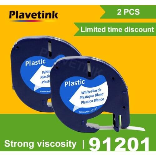 Plavetink 91201 12mm Black on Clear for DYMO LetraTag Plastic Tape LT91201 91203 for Dymo Label Maker for LT-100H