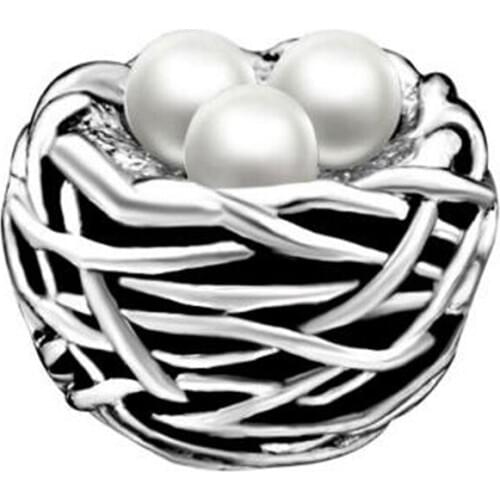 Fit Pandora charm bracelets Birds Nest Charms Beads Fits European for Bracelet Lucky Charm Bracelets Beads for jewelry making