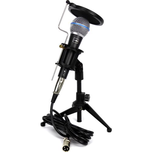 Professional Dynamic Vocal Wired Microphone Stand Pop Filter Mount Mic Holder For Beta58A KTV Karaoke Mixer PA Power Amplifier