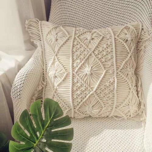 Handwoven Boho Cushion Cover 45x45cm Cotton Embroidered Throw Pillow Covers Decorative Pillow Case For Sofa Bed Chair Home Decor