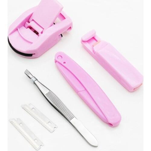 Eyelashes Curler Eyebrow Tweezer knife kit false Eyelashes clip hair remover Facial for Face Nose Makeup Beauty Tool Eyebrow