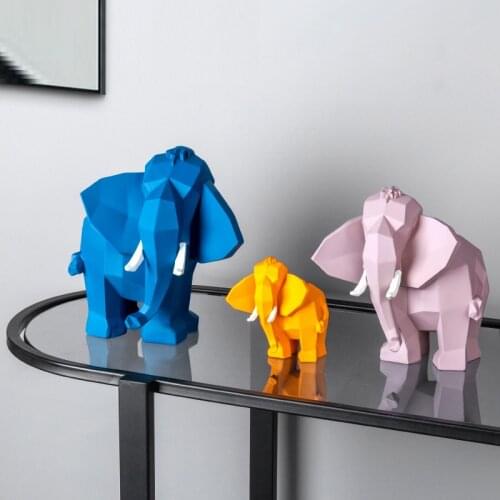 Modern Geometric Statue Statuette Cute Resin Solid Color Animal Crafts Living Room Porch Decor Christmas Gifts Home Accessories