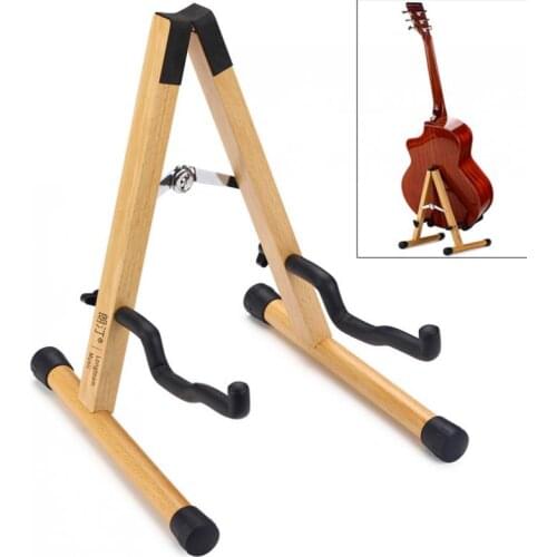 Solid Wood Floor Guitar Stand Thicken Beech Stable Holder for Electric Acoustic Classical Guitar Bass Ukulele Floor Stand Holder