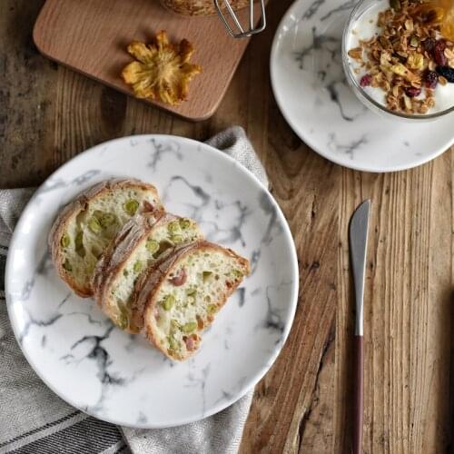 Marble Patterns Bone China Plates And Dishes Double-ear Bowl Salad Cake Fruit Dessert Soup Dish Flat Plate Tableware Dishes