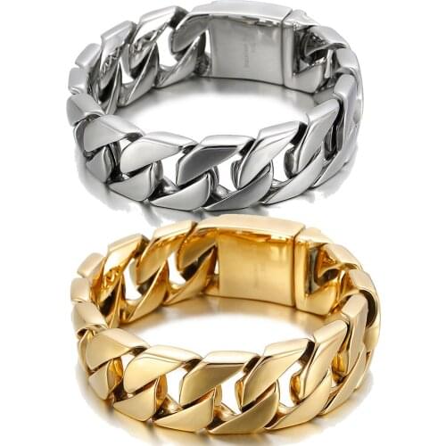 High Quality 316 Stainless Steel Gold Color Bracelet Bangle Mens Heavy Chunky Link Chain Bracelet Fashion Jewelry Gifts