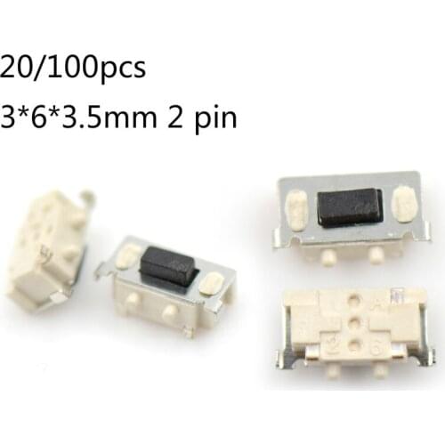 High Quality 20pcs Or 100pcs SMT 3X6X3.5MM 2PIN Tactile Tact Push Button Micro Switch Momentary