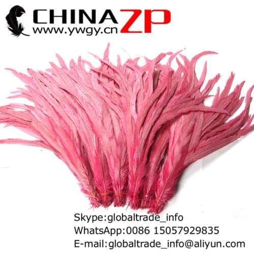 CHINAZP Factory 100pieces/lot Size 30~35cm Selected Prime Quality Fully Dyed Light Pink Rooster Tail Feathers