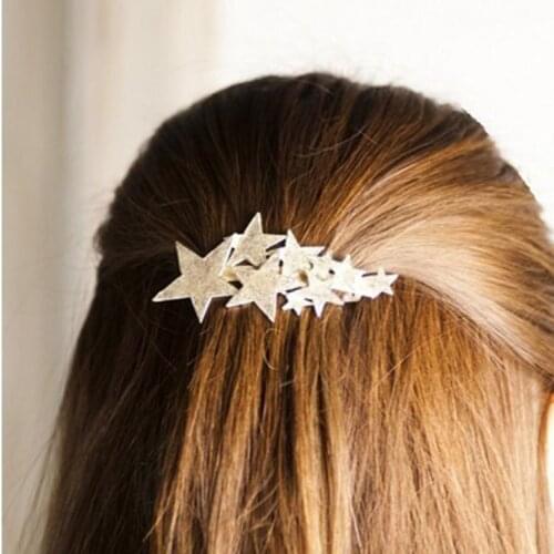 Meteor Stars Metallic Golden Silver Plated Hair Clips and Pins Barrettes for Women Hair Jewelry