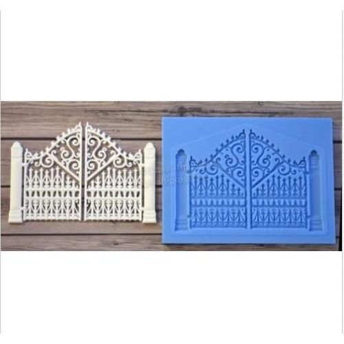 Liquid silicone openwork door gate frame wedding christmas fondant cake decoration mold diy chocolate mold super light clay mold