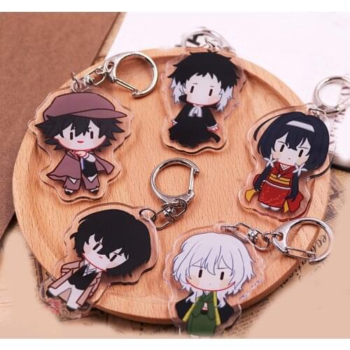 1pcs Anime Nakahara Chuuya Cartoon Bungou Stray Dogs Acrylic Keychain Keyring Pendant Cosplay Prop Bag Decor Boy Girl Gift
