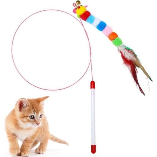Dorakitten 1pc Cat Teaser Wand Toy Interactive Funny Caterpillar Decor Kitten Teaser Toy Cat Wand Toys Pet Supplies Random Color