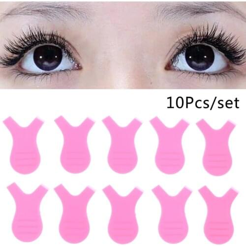 10 Pcs/Set Pink Silicone Eyelashes Lift Lifting Curler Eye Lash Extension Graft Brush Tool Accessories