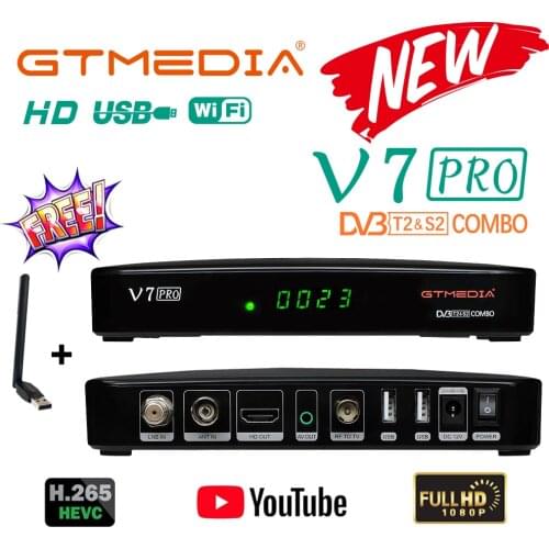 1080P HD DVB-S2 GTmedia V7 Plus Satellite TV Receiver DVB-T/T2 power by Freesat V8 Super Support PowerVu Biss key