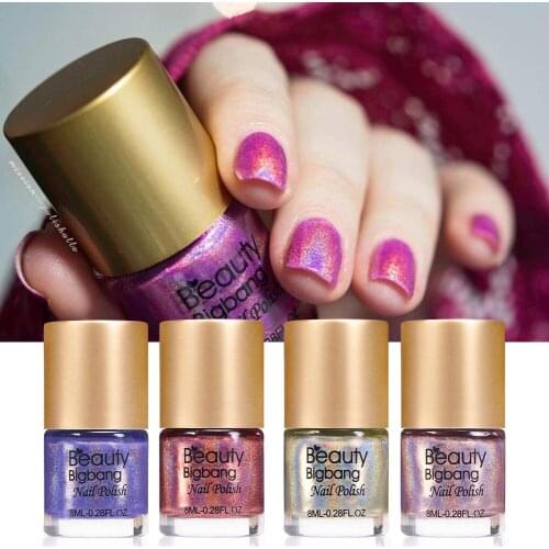 12 colors 8ML IDOL COLOR Holographic Holo Glitter Nail Polish Varnish High Quality Hologram Effect Manicure Nail Art Varnish