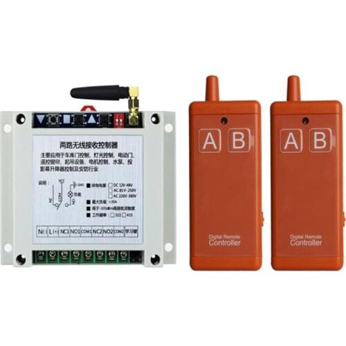 DC 12V 24V 36V 48V 2CH rf Remote Control Switch Wireless Relay Receiver Controller usb Rechargeable for Garage\ Door\ LED\ Bulb