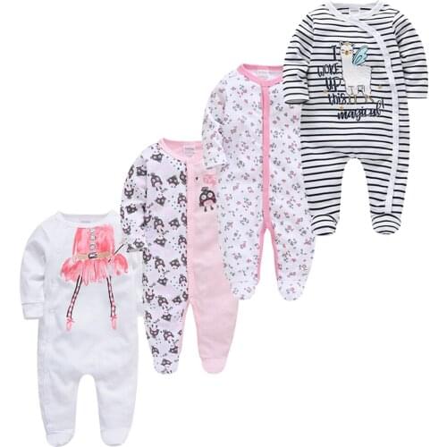 2021 Baby Girls Romper 3/4 Pcs 100% Cotton Body bebe Clothes Long Sleeve Cartoon Print Summer Boy Jumpsuit Overalls