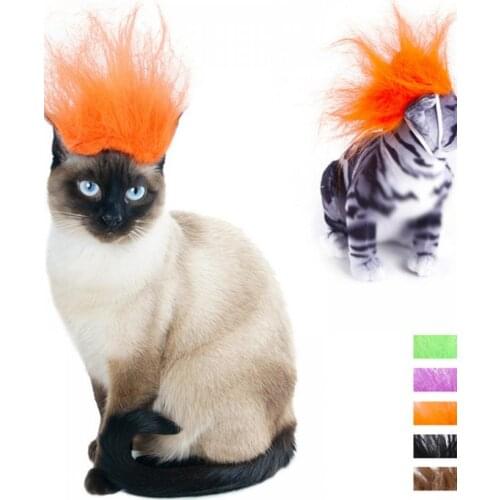 2021 Funny Pet Halloween Headdresses Dress Up Pet Hair Headdress Dog Cat Wig Accessories For Cats/Dogs