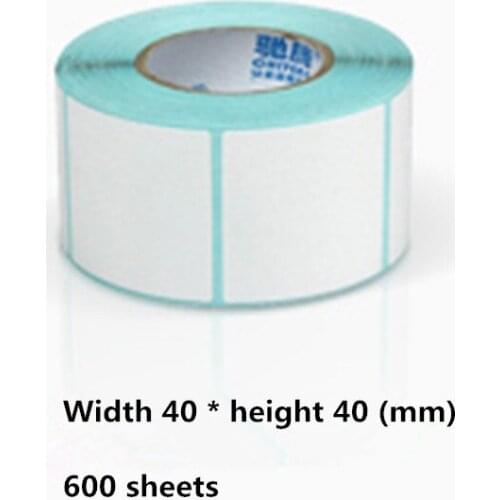 40 * 40mm * 600 sheets / roll thermal printer product price bar code sticker label waterproof