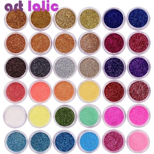 40Pcs/Set Nail Glitter Mix Colors Nail Art Fine Glitter Powder Dust UV Gel Polish Acrylic Nail Tips DIY Decoration Tools