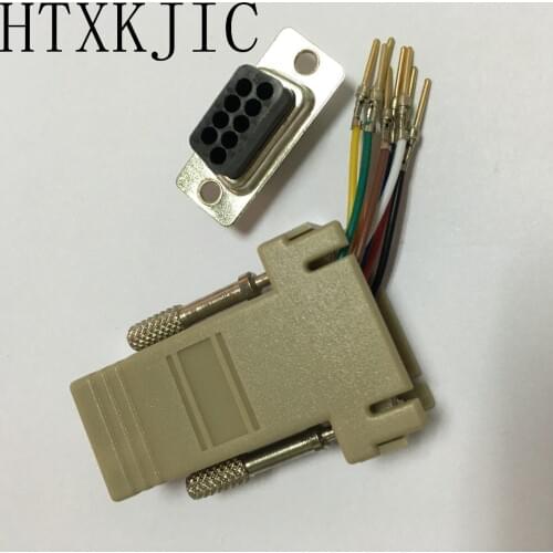 5PCS/Lot RS232 DB9 male To RJ45 Female connector Convertor Extender DB9 Female
