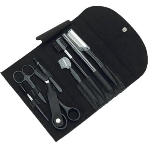 8Pcs Stainless Steel Tweezers Scissors Eyebrow Trimmer Kit Comb with Box Makeup Tool Eyebrow Trimming Tools for Women