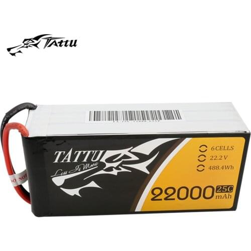 Tattu 22000mAh 6S1P 25C 22.2V Lipo Battery Pack for Big Load Multirotor and most Agricultral Plant Protection Drone