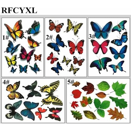 RFCYXL Colorful Butterfly Leaf Creative Cartoon Car Stickers Waterproof Universal Car Decal PVC for Car Styling Auto Accessories