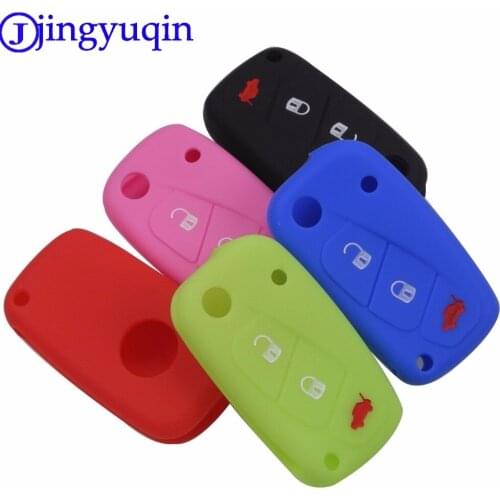 Jingyuqin Car Key Case Silicone Cover For FIAT Panda Stilo Punto Doblo Grande Bravo 500 Ducato Minibus 3 Buttons Remote Flip Key
