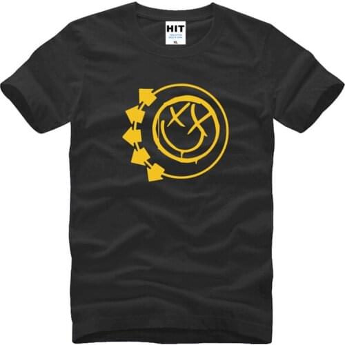 BLINK 182 T Shirt Men Rock Band Printed Smiley Face Funny Short Sleeve Cotton Punk Rock T-Shirt shubuzhi top tees
