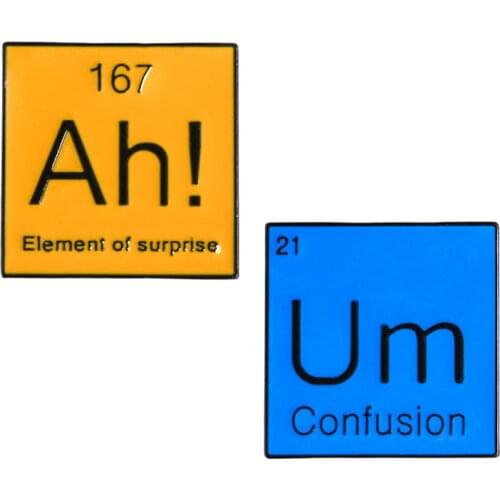 Ah Um Periodic Table Metal Enamel Brooch Creative Fashion Lab Badge Pin Personality Trendy Costume Backpack Jewelry Gift