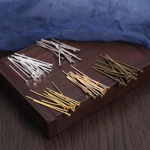 400pcs/lot Gold Rhodium Color Metal Flat Head Pins 20/30/40/50mm Needles Headpins Findings for DIY Jewelry Accessory Making