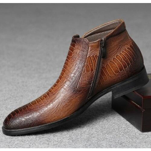 Natural Wool Winter Shoes Men Warmest Genuine Leather Handmade Snow Winter Boots Men #YM1568