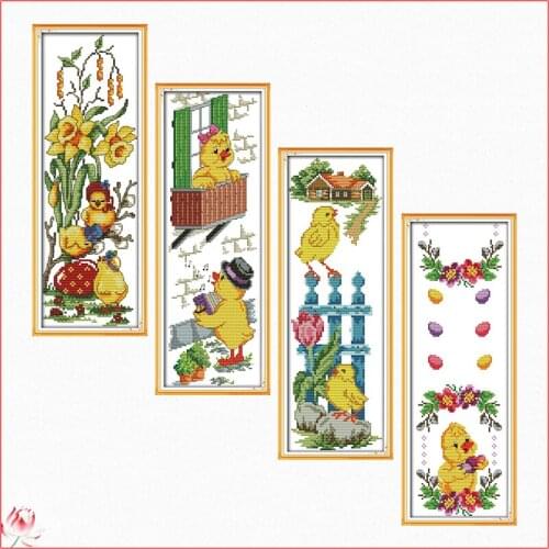 Lovely Chicken Pattern Cross Stitch Kit 14CT 11CT Counted Printing Fabric DIY Chinese Embroidery Kit Home Wall Deco Painting