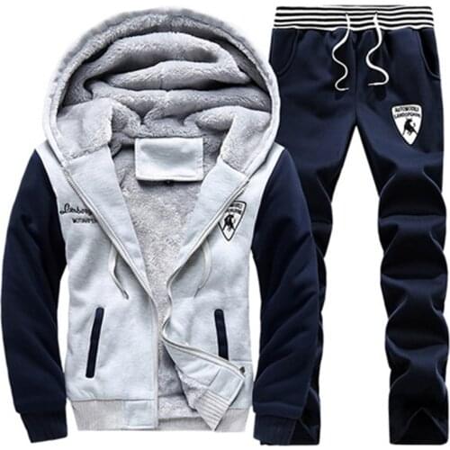 New Winter Tracksuits Jacket pants Men Set Plus Size Thicken Fleece Plush Sweatshirt Sportswear Male Hooded Sporting Dress