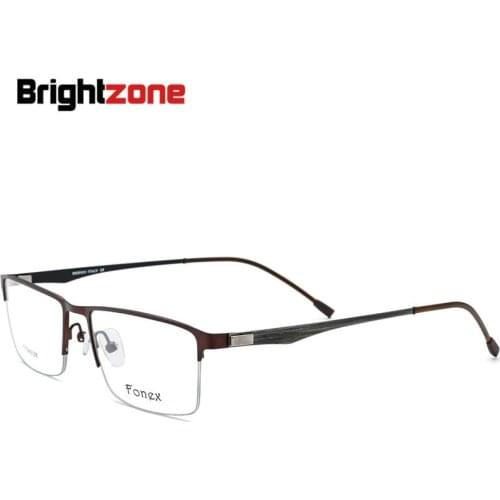 Brightzone Half Frame Spectacle Square Computer Vintage Men Glasses Women Titanium Alloy Optical Eyeglasses Rims Prescription