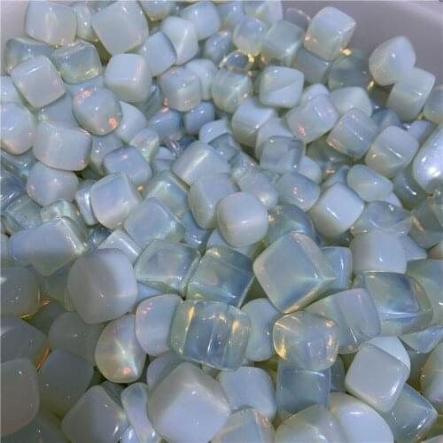 Wholesale prices 1000g white opal polished gem similar to cube reiki healing crystals square tumbled stone for home decoration