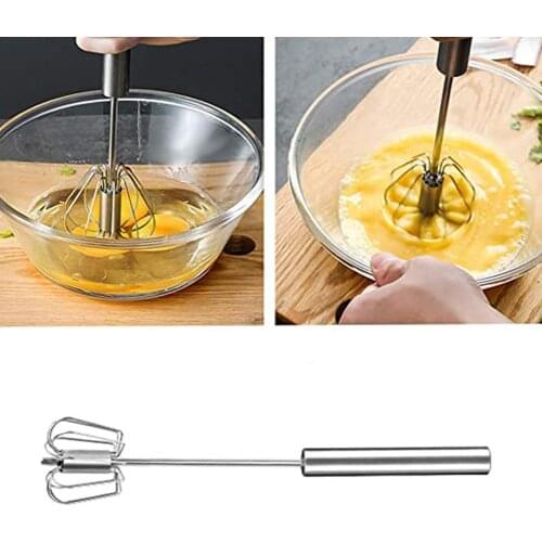 Semi-automatic Egg Beater 304 Steel Egg Whisk Manual Hand Mixer Self Turning Egg Stirrer Kitchen Accessories Egg Tools
