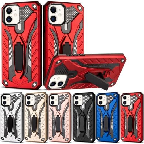 Anti-knock Armor Bracket Case For iPhone 12 Mini 11 Pro Max 5 5s SE 6 6s 7 8 Plus X Xs Max XR Soft TPU Frame Hard PC Back Cover