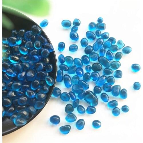 Drop Shipping 50g 8-12mm K5 Sea Blue Glass Gravel Coloured Glaze Crystal Buddha Aquarium Fish Tank Natural Stones and Crystals