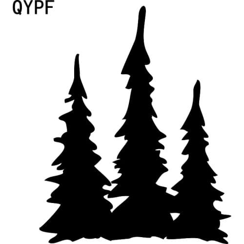 QYPF 14cm*17.1cm Unusual Clusters Of Green Trees Interesting Vinyl Car Sticker Vivid Window Decal C18-0486